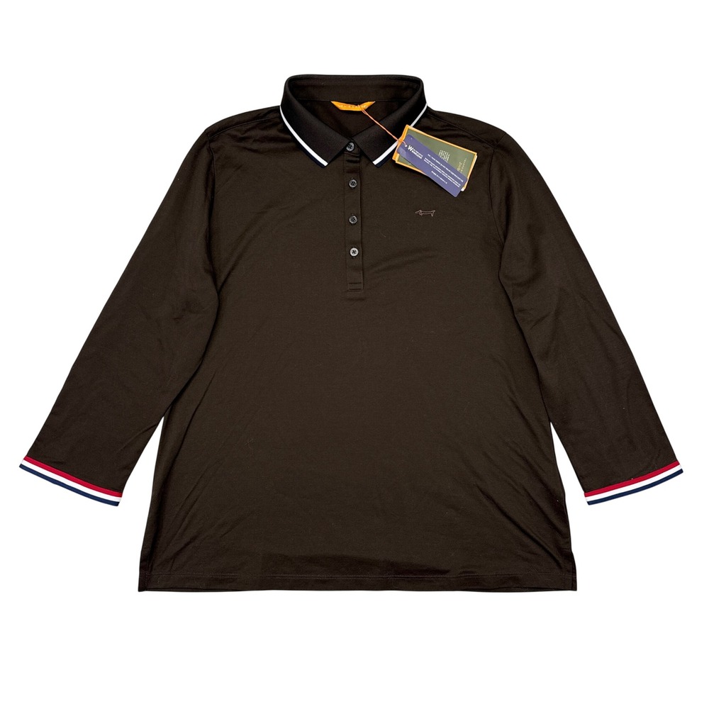 Louis Castel Golf Shirt Womens Size 110 / XL Brown Long Sleeve Polo NEW